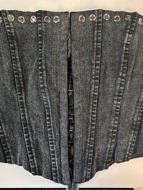 Windsor Grey Denim Corset-Style Jeans Top with Grommet Lace-Up
